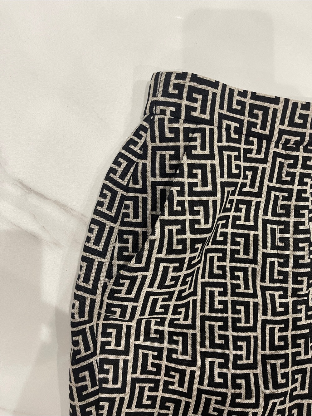 Balmain Black & White Monogram Geometric Chinos - Picture 17 of 17